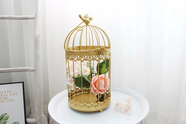 Modern Iron Wrought Metal Birdcage - White Hanging Flowerpot for Succulent Plants