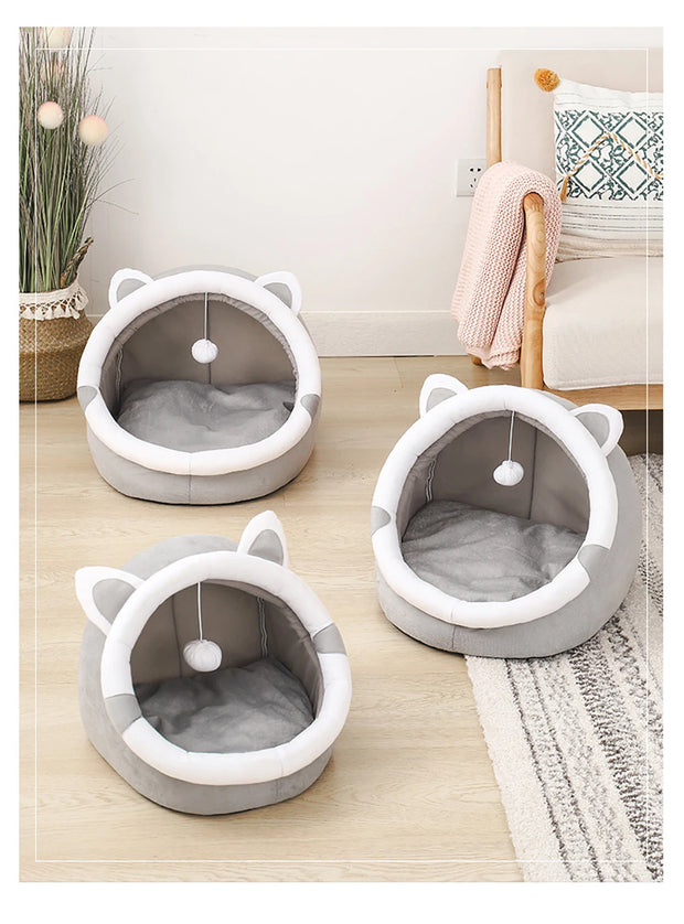 Soft Plush Cat Bed House - Washable Kitten Lounger, Small Dog Tent & Cave Mat for Cats & Puppies | Luxe Home & Pet Co.