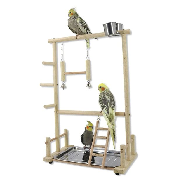 Wooden Bird Playground Platform Wooden Play Stand Bird Playing Gym for Cockatiels Conures Parakeets Cockatoos Cage Accessories