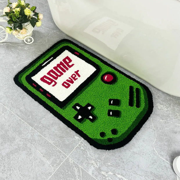 Retro Portable Handheld Game Console Rug – Kids Game Shape Carpet, Non-Slip, Soft & Absorbent