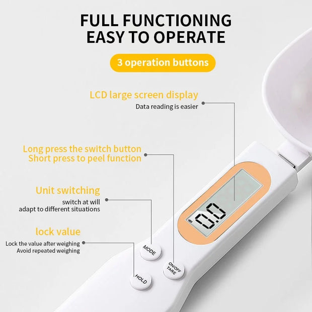 Kitchya Mini Digital Kitchen Scale - 0.1-500g Electronic LCD Food Scale with Measuring Spoon for Cooking, Baking, and Portion Control