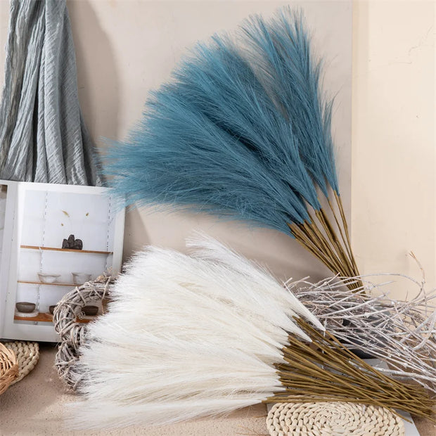 10PCS 55CM Fluffy Pampas Grass – Boho Wedding, Party & Home Decor Artificial Flowers