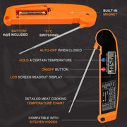 Digital Food Thermometer with Foldable Probe - Instant Read