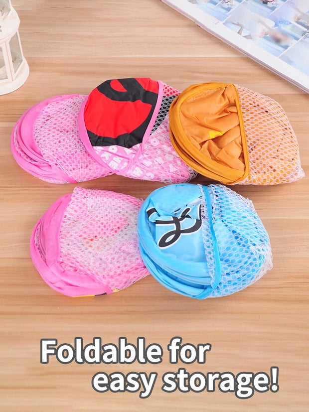 Collapsible Laundry Basket - Cartoon Folding Storage Box for Clothes & Toys | Eco-Friendly Mesh Organizer