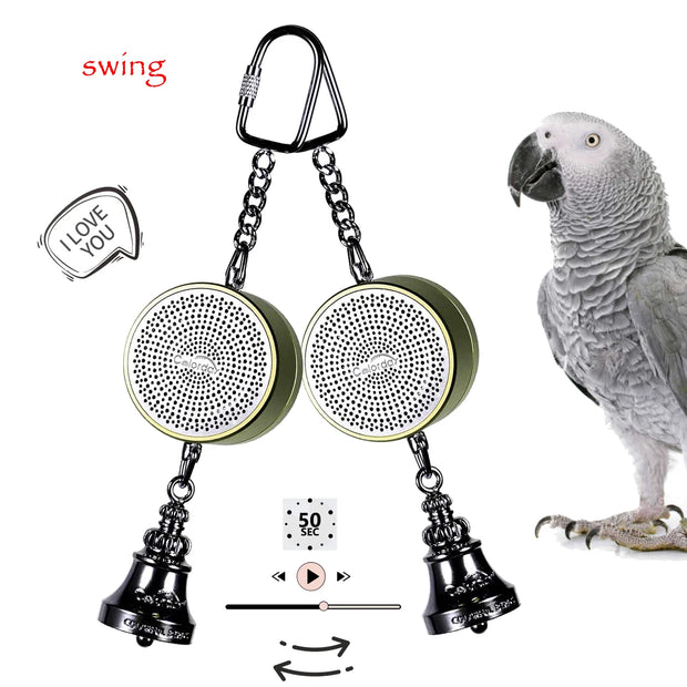 Voice Recordable Bird Toy with Metal Bell – Interactive Training & Play for Parrots, Cockatiels, and More