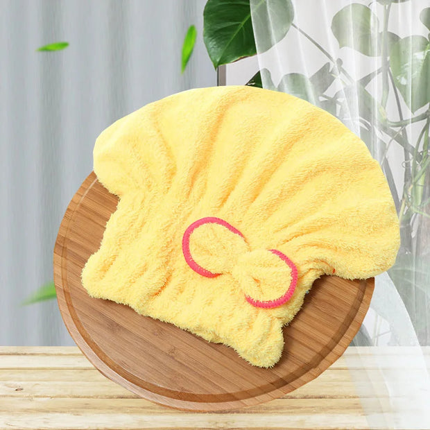 NoEnName Coral Fleece Shower Cap – Quick-Dry Hair Hat, Eco-Friendly, Plush Material