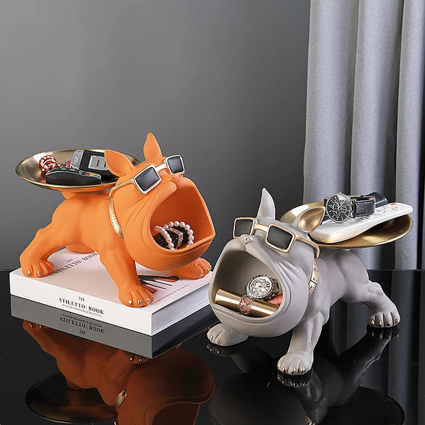 BulldogFigurine Dog Statue Storage Box – Resin Animal Ornament, Home Decor, Puppy Sculpture