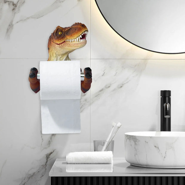 Dinosaur Toilet Paper Holder - Wall Mounted Resin Bathroom Storage