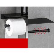 Aluminum Double Roll Toilet Paper Holder with Shelf