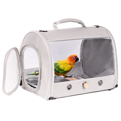 Halinfer Transparent Bird Carrier Backpack – See-Through Carrier for Parrots, Cockatiels, and Small Animals