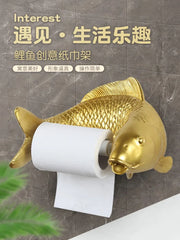 Gold Carp Roll Paper Rack - Synthetic Resin Paper Holder for Toilet, Bathroom & Kitchen