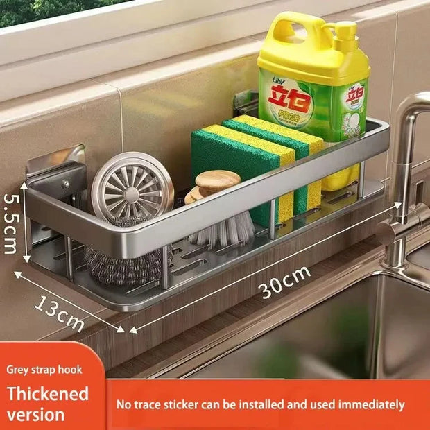 Aluminum Sink Drain Rack - Kitchen Organizer for Sponge, Soap & Faucet Storage | Anti-Rust & Space-Saving Shelf by Luxe Home & Pet Co.