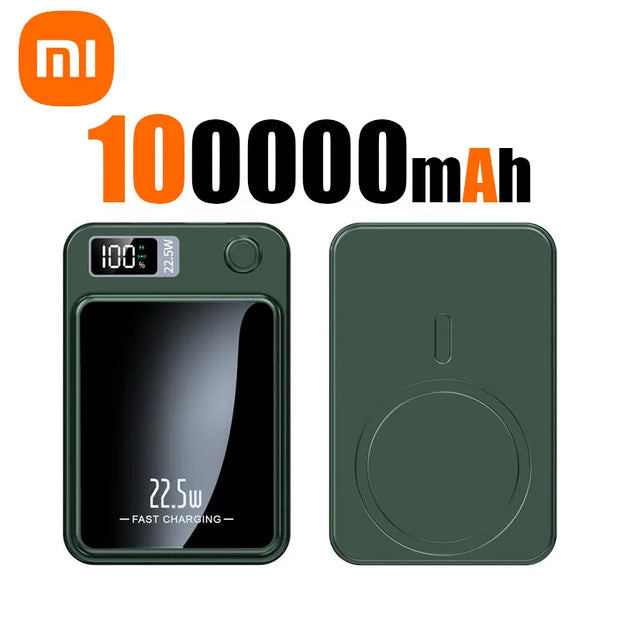 Xiaomi Mijia 100,000mAh Magnetic Qi Wireless Charger Power Bank – 22.5W Fast Charging for iPhone, Samsung, Huawei