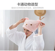 Cute Bear Microfiber Hair Drying Hat - Super Absorbent Bath Towel Cap