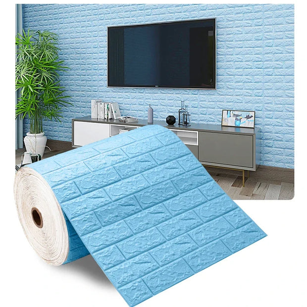 Self-Adhesive 3D Foam Brick Wall Stickers – Waterproof Retro PVC Wallpaper for Living Room, Bedroom, and TV Background