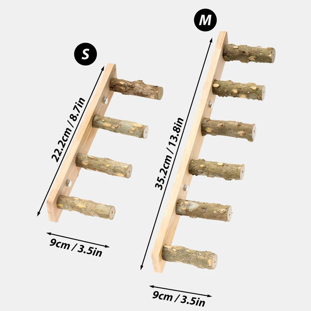 Pet Bird Steps - Wooden Bird Perch Ladder for Cage Accessory