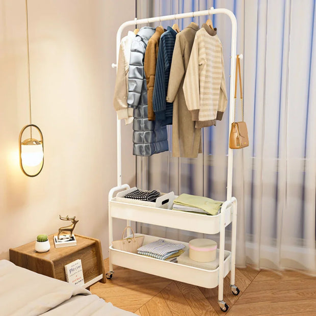 Floor Standing Clothes Rack Household Clothing Rack Portable Movable Anti Slip Simple Durable Multifunctional Clothes Rack Stand