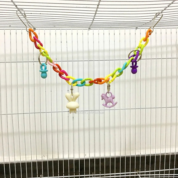 Colorful Acrylic Bird Swing Toy – Chewing &amp; Training Play for Parrots and Cockatiels