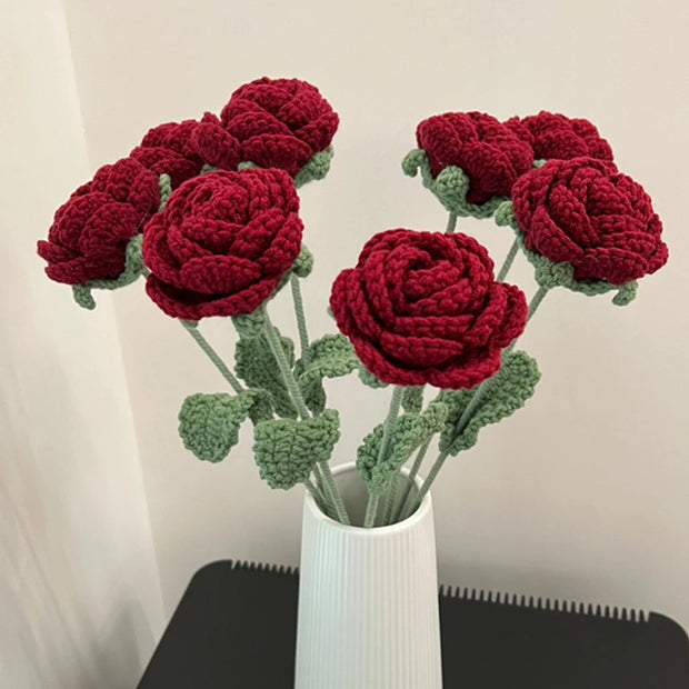 1PC Artificial Knitted Rose Bouquet - Modern Elegance for Home Décor, Weddings & Special Occasions