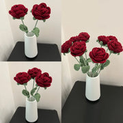 1PC Artificial Knitted Rose Bouquet - Modern Elegance for Home Décor, Weddings & Special Occasions