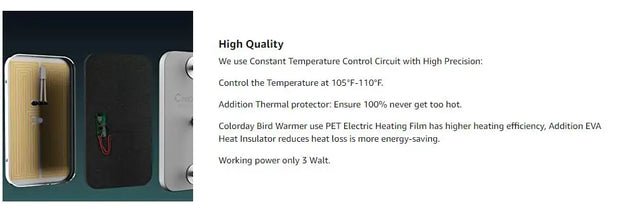 Colorday Snuggle-Up Electric Bird Heater - 5V USB Bird Cage Warmer for Parrots, Cockatiels, and Small Birds