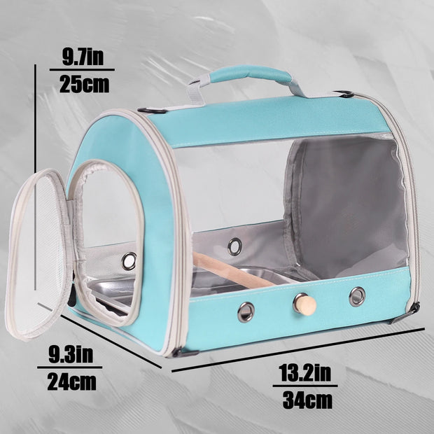 Halinfer Transparent Bird Carrier Backpack – See-Through Carrier for Parrots, Cockatiels, and Small Animals