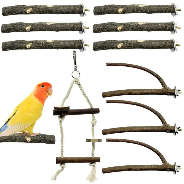 Wooden Bird Perch Stick for Parrots and Small Birds – Natural Bird Cage Accessory