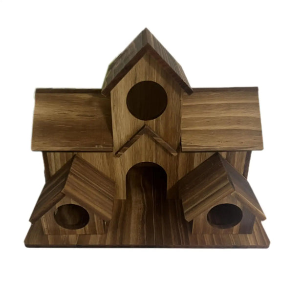 Wooden Hanging Bird House – Outdoor 3-Hole Birdhouse for Sparrows, Bluebirds, and More