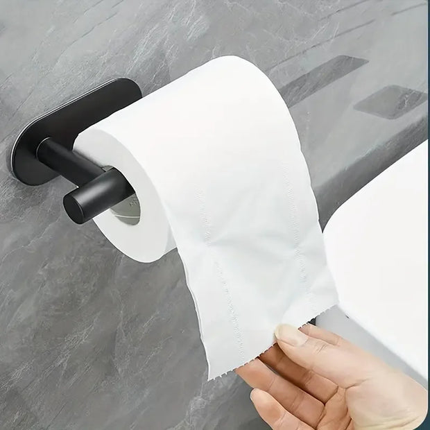 No-Drill Stainless Steel Toilet Paper Holder - Adhesive Wall Mount