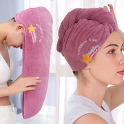 Dry Hair Towel – Soft Coral Fleece, Quick Absorbing, Button Design for Easy Wear