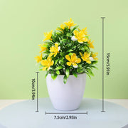 1pc Artificial Plum Blossom Plant – Five Leaf Small Potted Flowers for Indoor & Outdoor Home Decoration