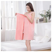 Wearable Bath Towel Wrap - Coral Fleece Absorbent Bath Skirt for Women