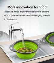 Folding Silicone Drain Basket, Collapsible Strainer for Fruits & Vegetables, Kitchen Storage Tool, 24x19.5cm