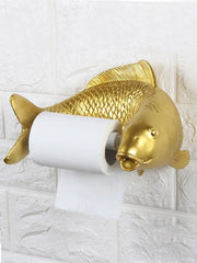 Gold Carp Roll Paper Rack - Synthetic Resin Paper Holder for Toilet, Bathroom & Kitchen