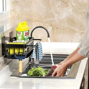 Aluminum Sink Drain Rack - Kitchen Organizer for Sponge, Soap & Faucet Storage | Anti-Rust & Space-Saving Shelf by Luxe Home & Pet Co.