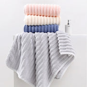 KAMAO Striped Velvet Coral Velvet Bath Towel - Quick Drying, Soft and Absorbent