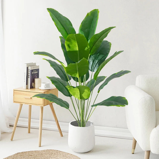 Artificial Tropical Palm Tree – Large Fake Banana Monstera Plant with Real Touch Leaves for Home, Garden & Party Decor