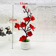 Artificial Bonsai Tree Plants – Small Simulation Potted Plants, Fake Flowers, Home Desk Decor, 21pcs