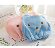 Cute Bear Microfiber Hair Drying Hat - Super Absorbent Bath Towel Cap