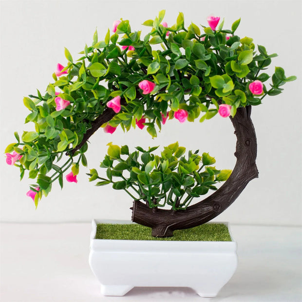 Artificial Bonsai Tree Potted Plants – Simulated Fake Flowers for Table Decor, Room Ornaments