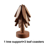 4PCS Wooden Heat-Resistant Tree Design Trivets – Walnut Wood Table Mats, Coasters, and Pot Holders – Eco-Friendly & Decorative