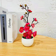 Artificial Bonsai Tree Plants – Small Simulation Potted Plants, Fake Flowers, Home Desk Decor, 21pcs