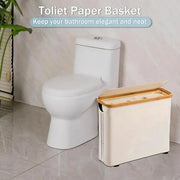 Bamboo Toilet Paper Basket Storage - Large Organizer with Lid for Bathroom