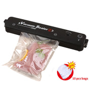 220V/110V Vacuum Sealer Packaging Machine with 10 Free Vacuum Bags - Household Black Food Sealer