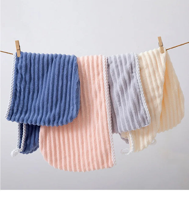 KAMAO Striped Velvet Coral Velvet Bath Towel - Quick Drying, Soft and Absorbent