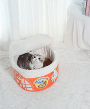 Instant Noodle Shaped Pet House – Soft Plush Cat and Dog Bed