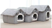 Indoor Warm Dog & Cat House - Soft Velvet Pet Bed with Removable Cushion