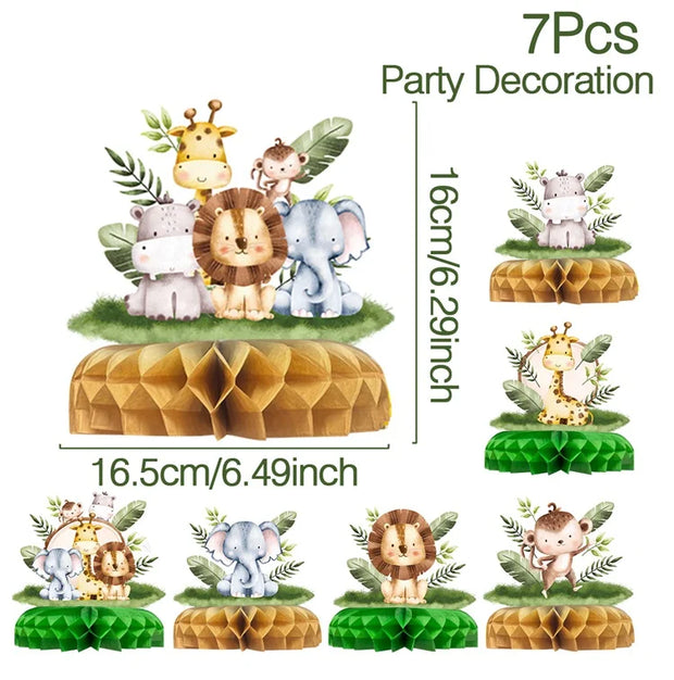 Jungle Animals Honeycomb Decorations – Safari Themed Party Supplies for Birthday, Baby Shower, Wild One, Kids & Gender Reveal