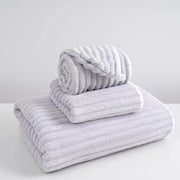 KAMAO Striped Velvet Coral Velvet Bath Towel - Quick Drying, Soft and Absorbent