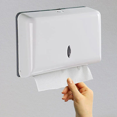 Wall Mounted Punch-Free Plastic Tissue Box – Bathroom and Kitchen Paper Dispenser